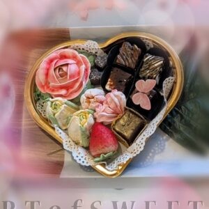 Marshmallow Flowers and Bird's Milk Candies in Heart shaped gift box